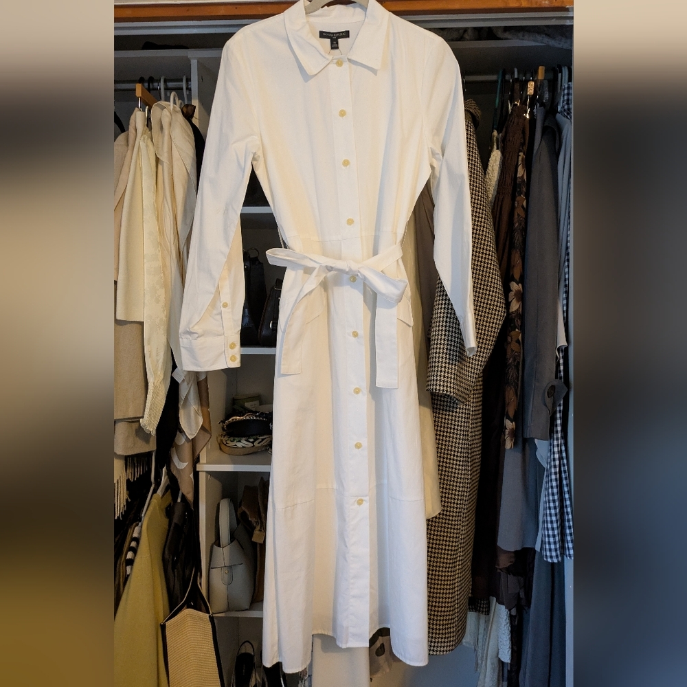 Banana Republic White Long Sleeve Dress